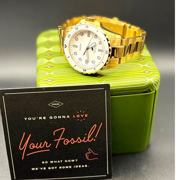 Fossil ES5350 Blue Dive Women’s White Dial Gold Tone Stainless Steel 36mm Watch main image 12